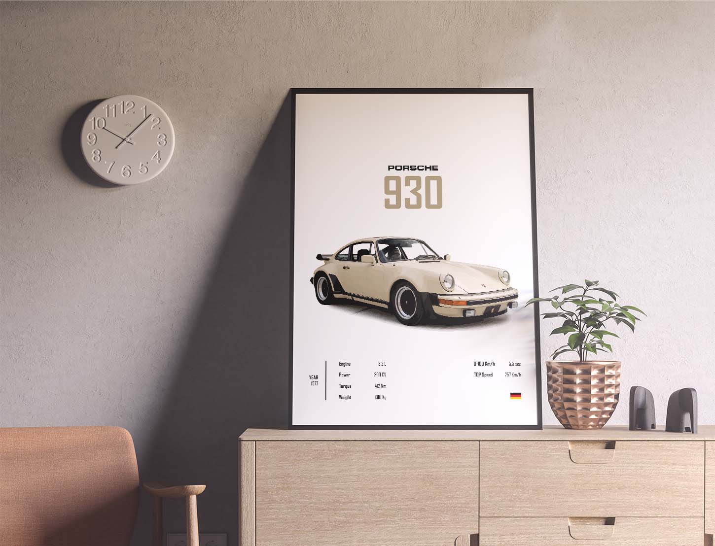 Porsche 930 - Sports Car Poster Print | Architeg Prints | Architeg